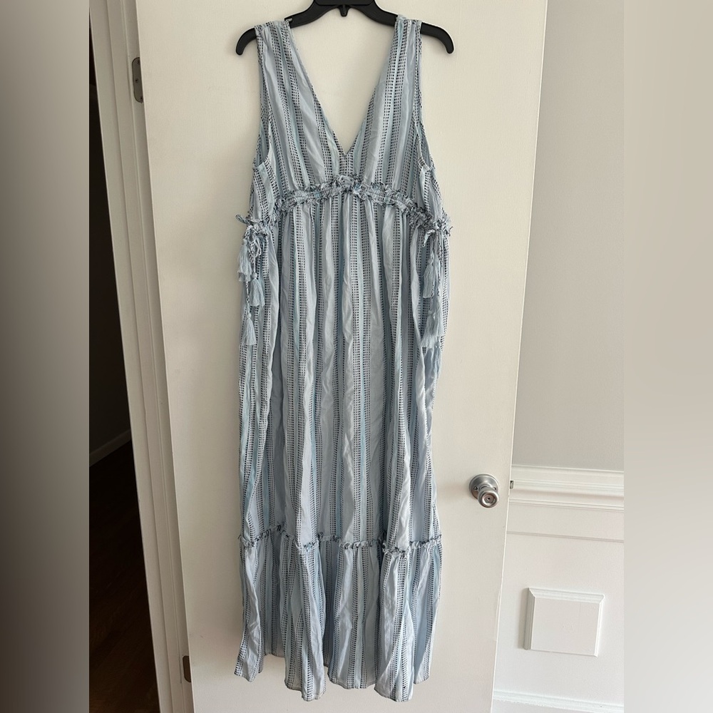 True Craft Light Blue Striped Dress